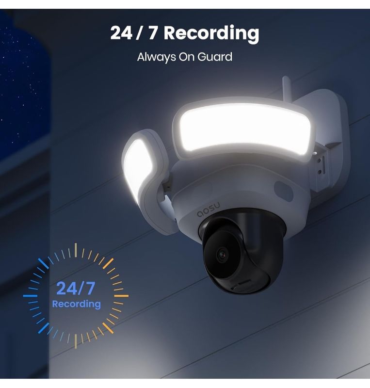 Floodlight Camera Wired, 3K UHD Security Camera Outdoor, 360° Coverage Surveillance, 24/7 Recording, Motion Detection, 2600-Lumen Motion-Activated Floodlight, Color Night Vision (New)