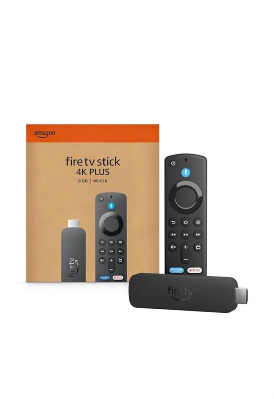 Programmed Fire TV Stick 4K Plus streaming device, Wi-Fi 6, Alexa Voice Remote