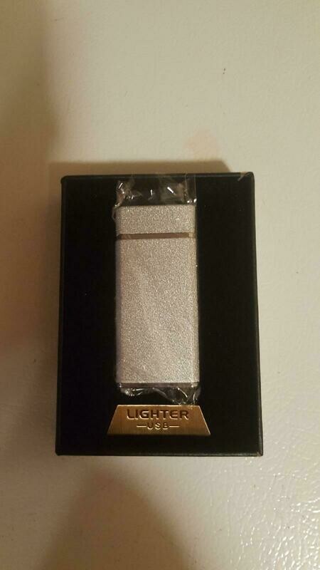 Lighter Usb Electronic Rechargeable Flame-less Double Arc - Silver