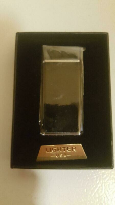 Lighter Usb Electronic Rechargeable Flame-less Double Arc - Black