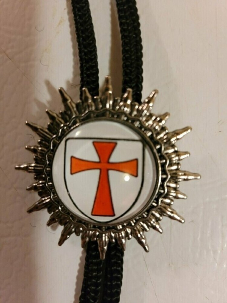 Knights Templar Cross in Shield Bolo Necklace