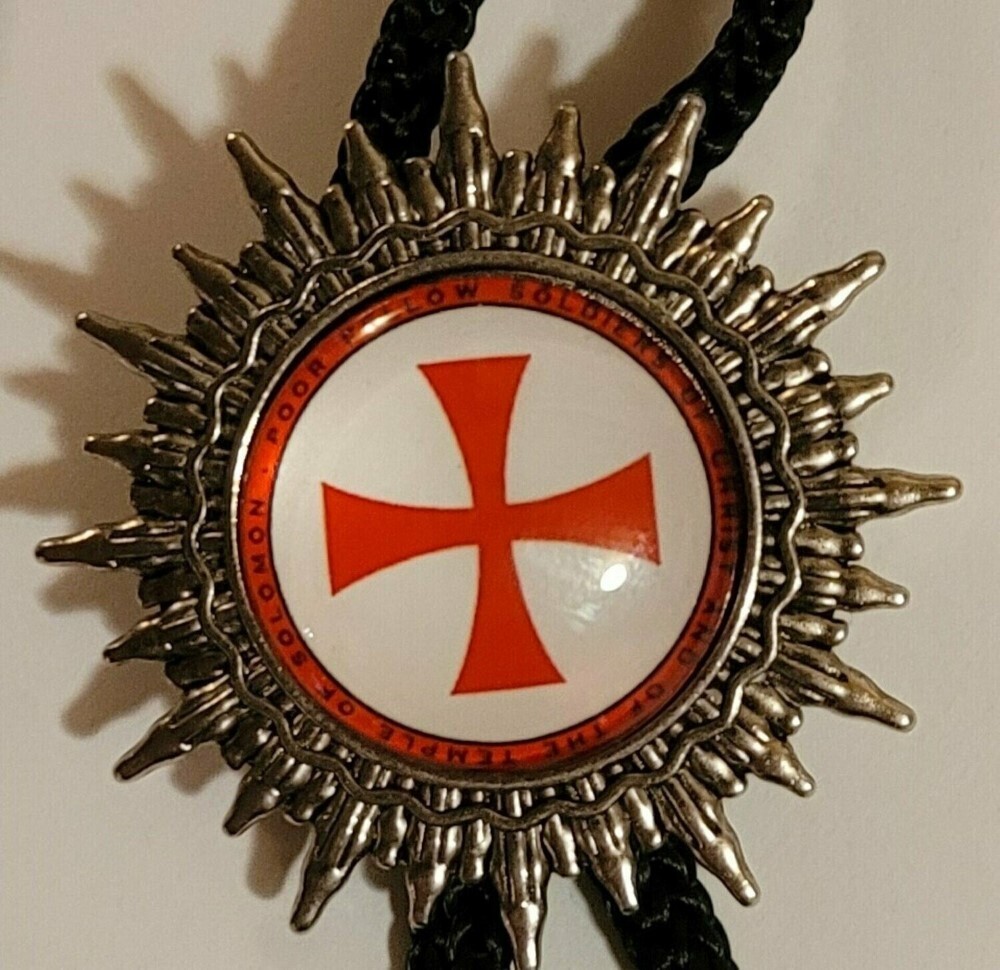 Knights Templar Bolo Necklace Tie - Red Cross With Background