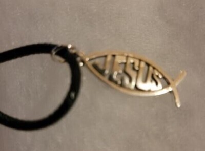 Jesus Fish Necklace Silver Stainless Steel with Magnetic Clasp