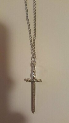 Long Sword Cross Pendant and Necklace 2.5 Inch