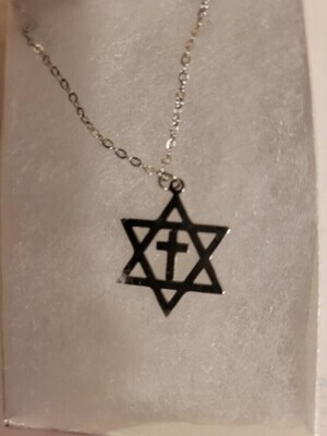 Jewish Star Christian- Israel Cross Pendant Necklace CJ