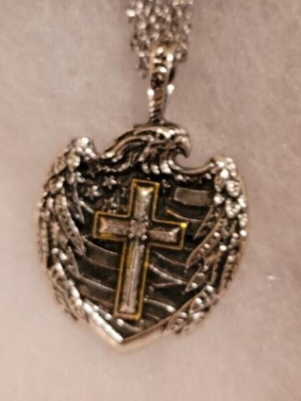Flag Eagle Patriotic and Cross Necklace CJ