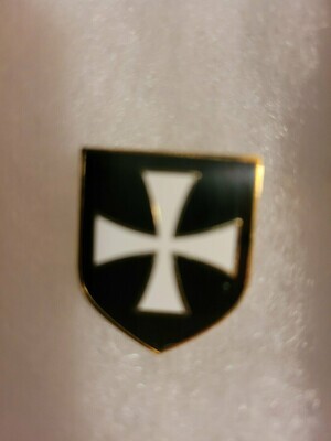 White Knights Templar Cross on Black Shield Lapel Pin