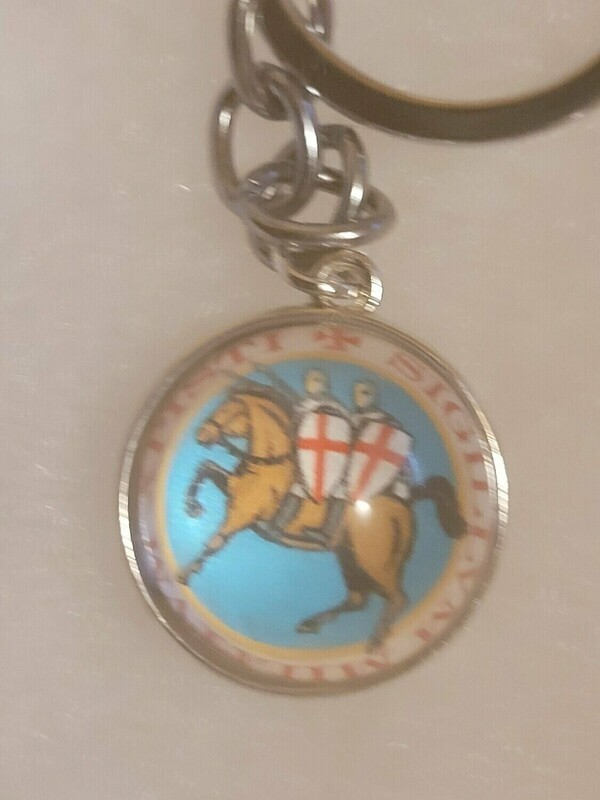 Knights Templar 2 Knights on Horse Globe Key Ring