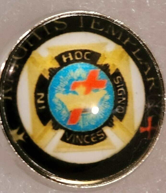 Colorful Knights Templar Cross and Crown Lapel Pin