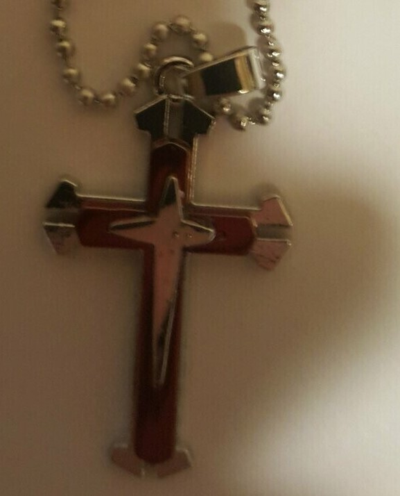 Christian Cross Religious Necklace Pendant - Red