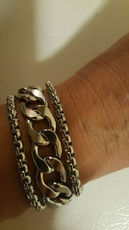 Unisex Triple Strand Stainless Steel Bracelet CJ
