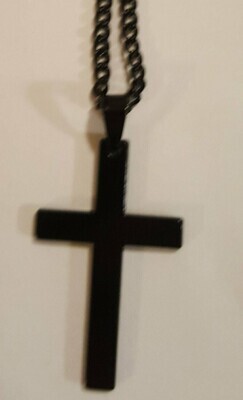 Stainless Steel Christian Religion Black Cross Necklace