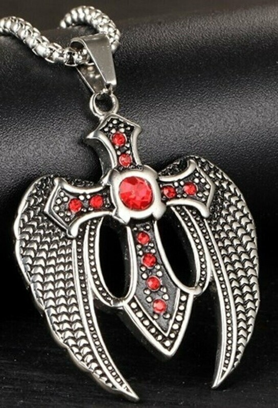 Christian Angel Wings Cross Necklace w/Chain CJ