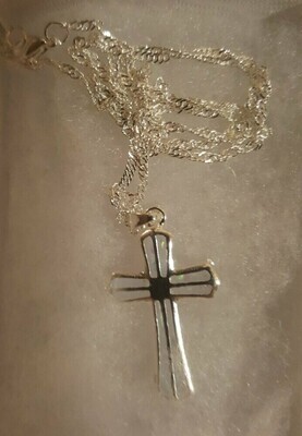 White Opalescent Christian Cross Pendant Necklace