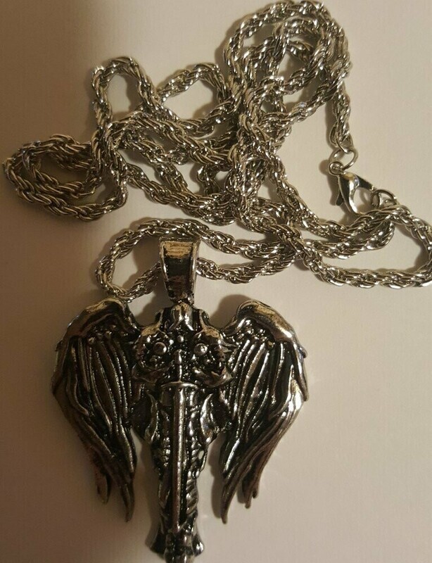 Knights Templar Heavy Angel Wings Warrior Necklace