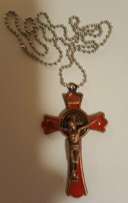 Jesus Crucifix Cross Saint Benedict Pendant Necklace