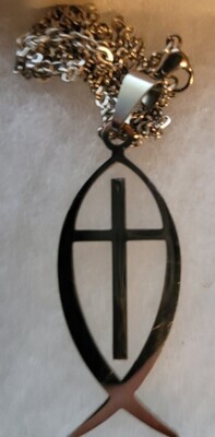 Jesus Fish Symbol Christian Religion Cross Necklace