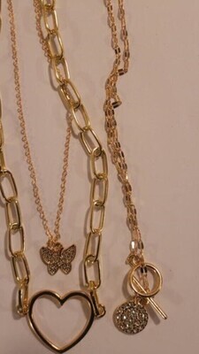 Bohemia Triple Layer Crystal Butterfly Pendant Necklace w/Gift Box CJ