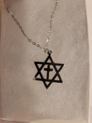 Jewish Star Christian-  Israel Cross Pendant Necklace CJ