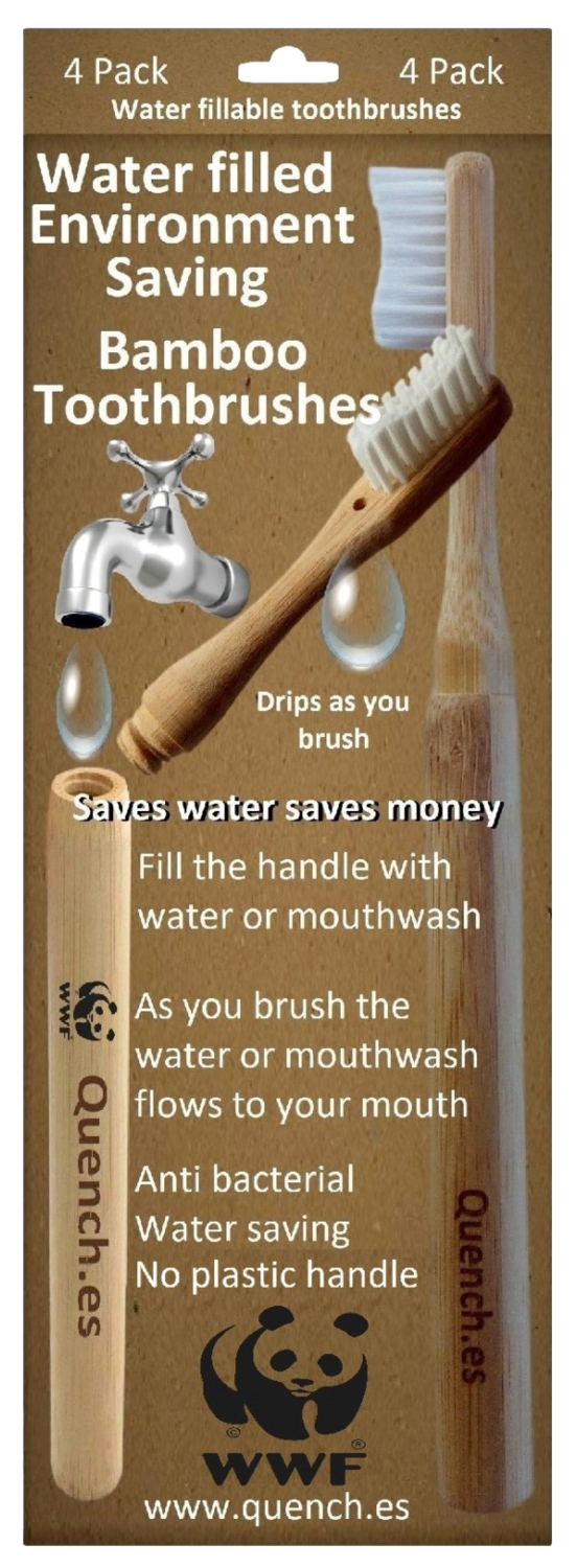 1 x 4 Pack of water saving toothbrushes (click on the box to enlarge)