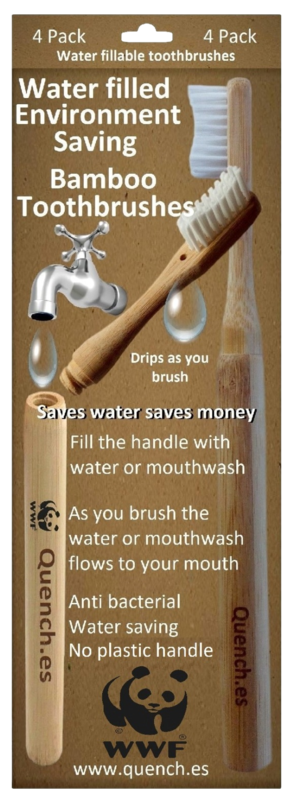 1 x 4 Pack of water saving toothbrushes (click on the box to enlarge)