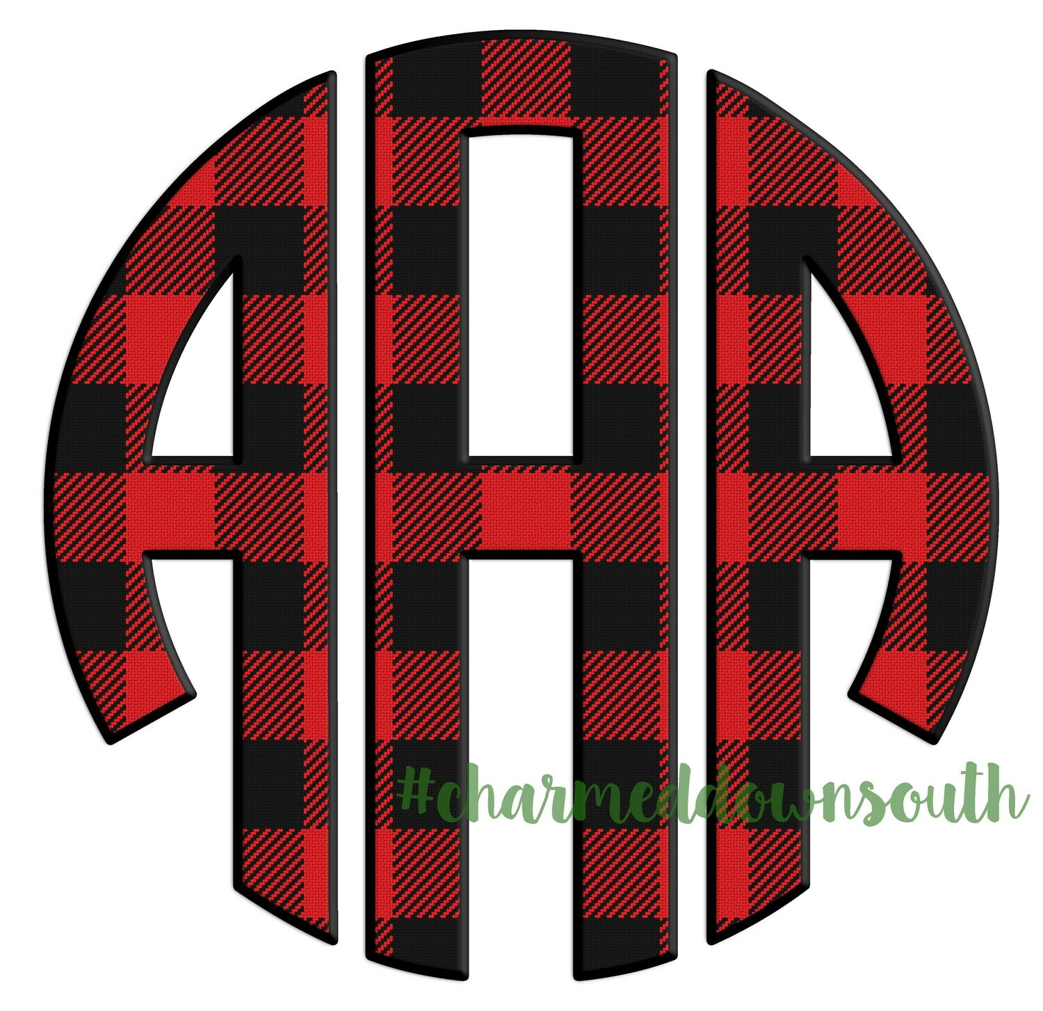 Red Buffalo Plaid Circle Monogram Font Set