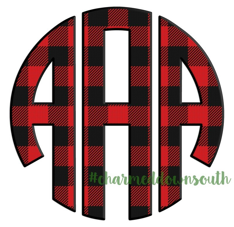 Red Buffalo Plaid Circle Monogram Font Set
