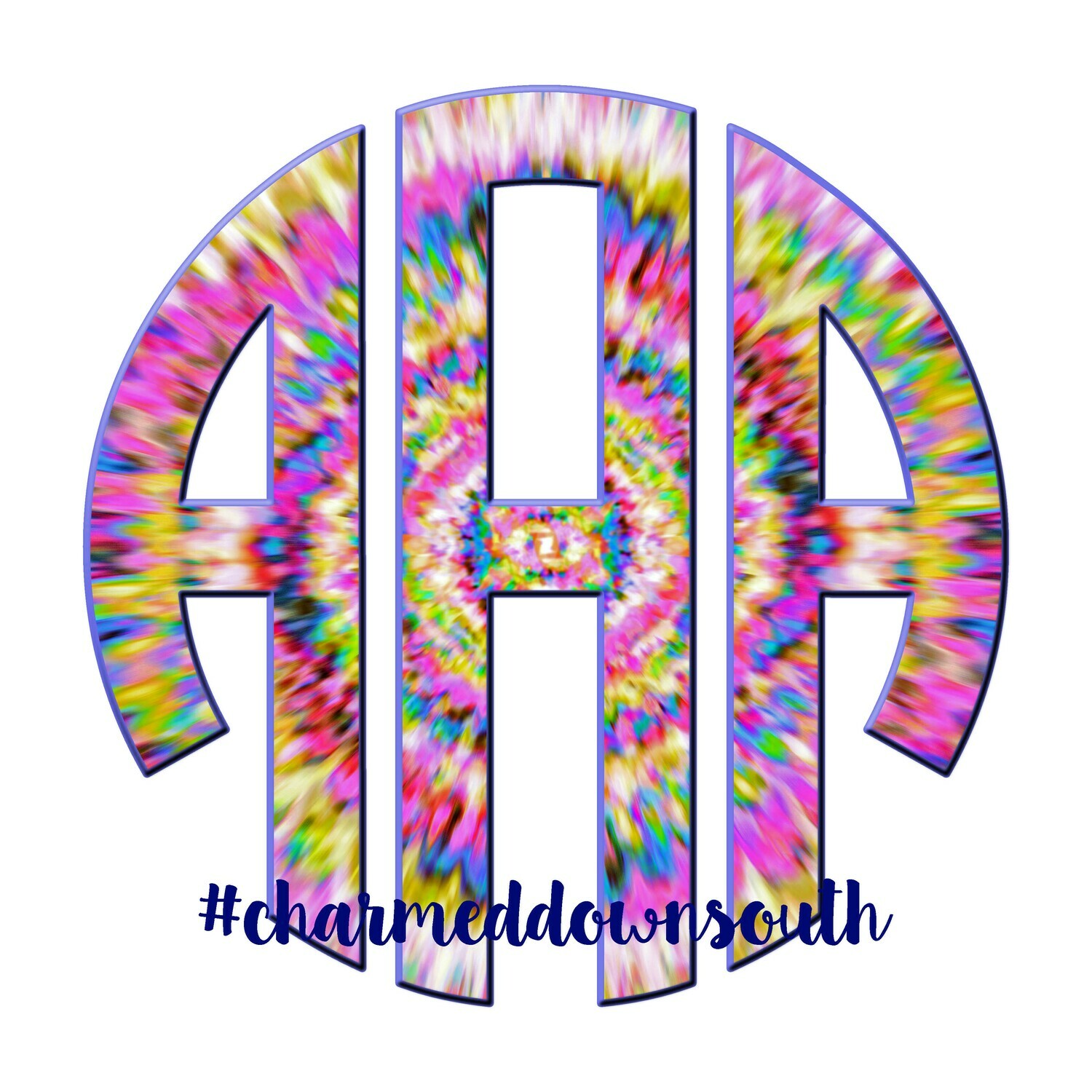 Pink Tye Dye Circle Monogram Font