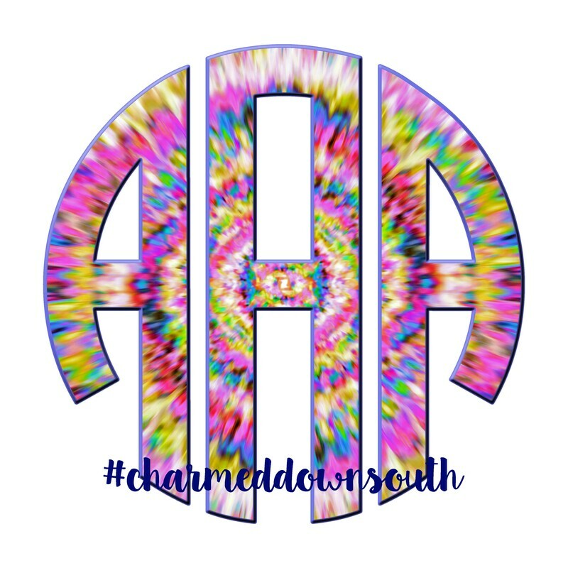 Pink Tye Dye Circle Monogram Font