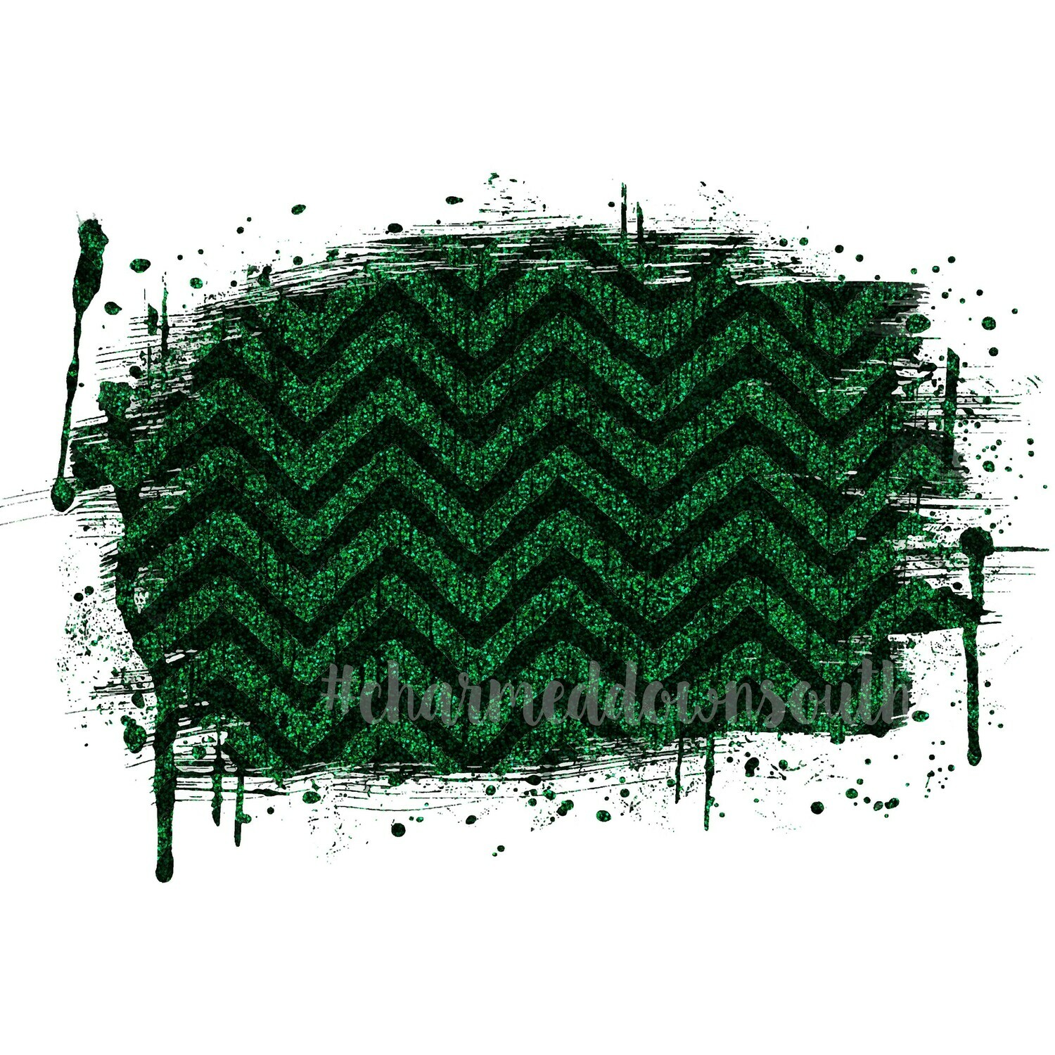 Green Glitter Chevron Splash