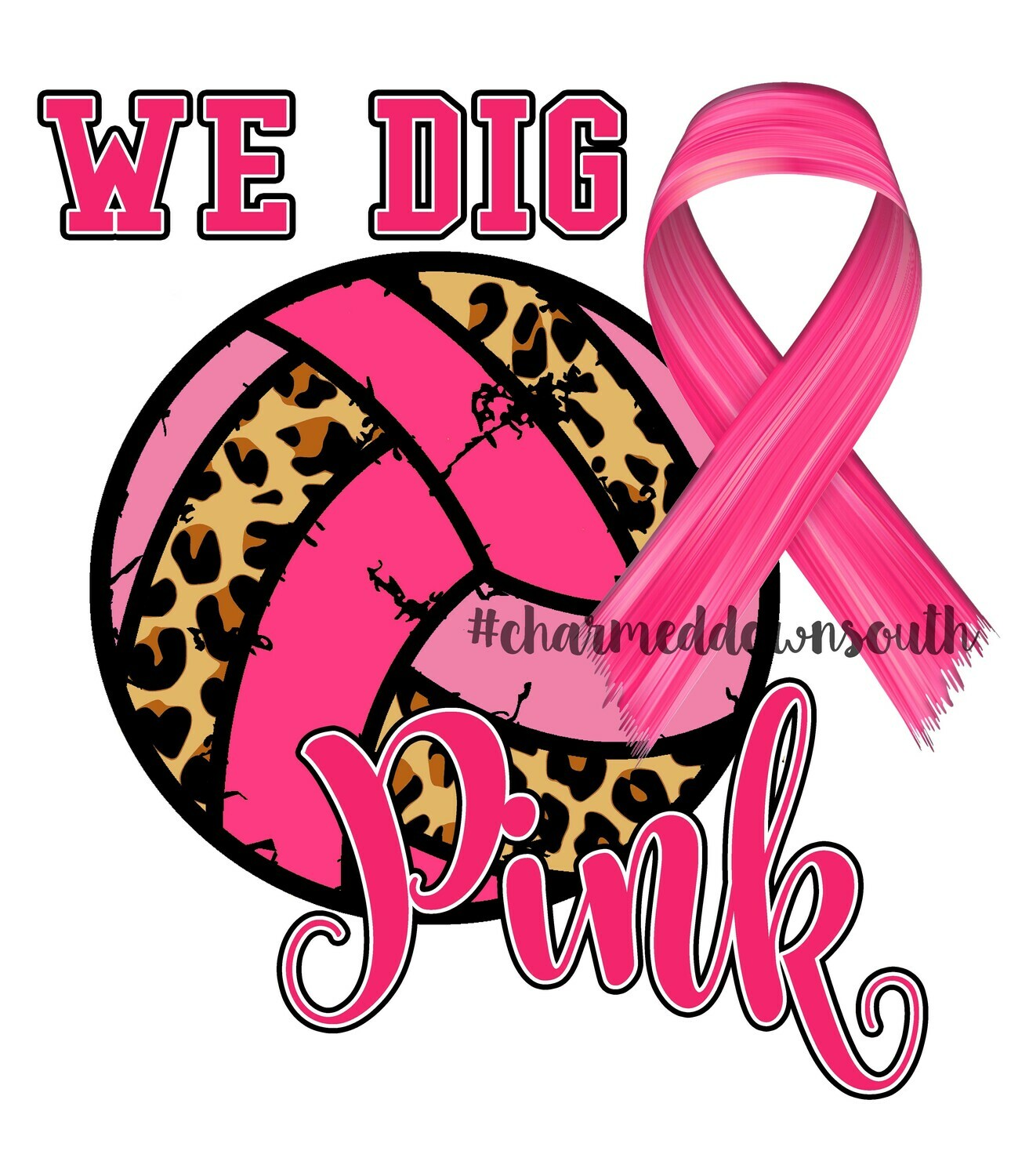 Cheetah Volleyball Breast Cancer Awareness Design