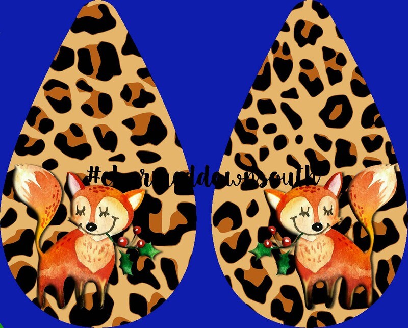 Teardrop Earring Cheetah Christmas Fox Design