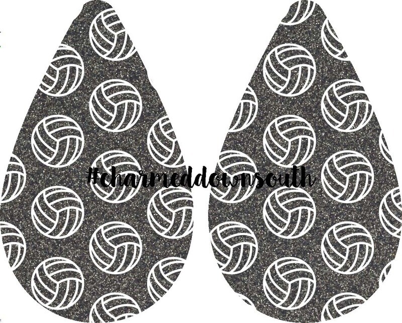 Teardrop Earring Glitter Volleyball Design