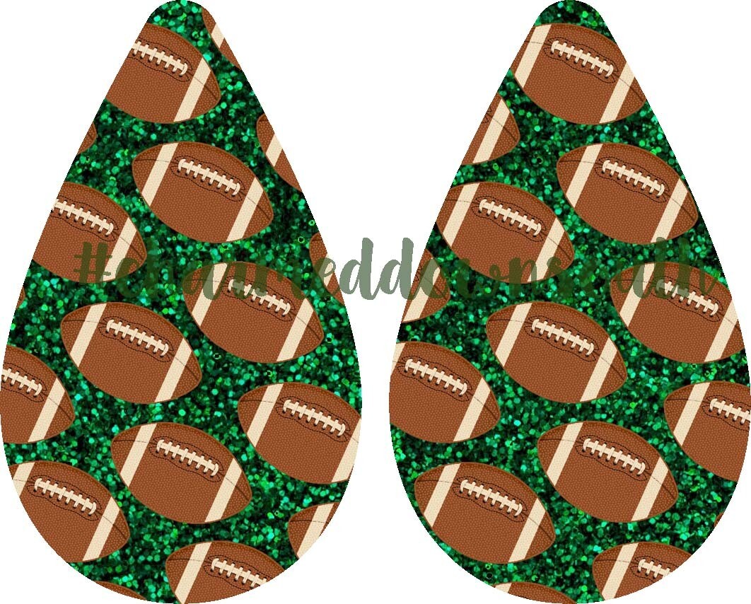 Teardrop Earring Glitter Football Design