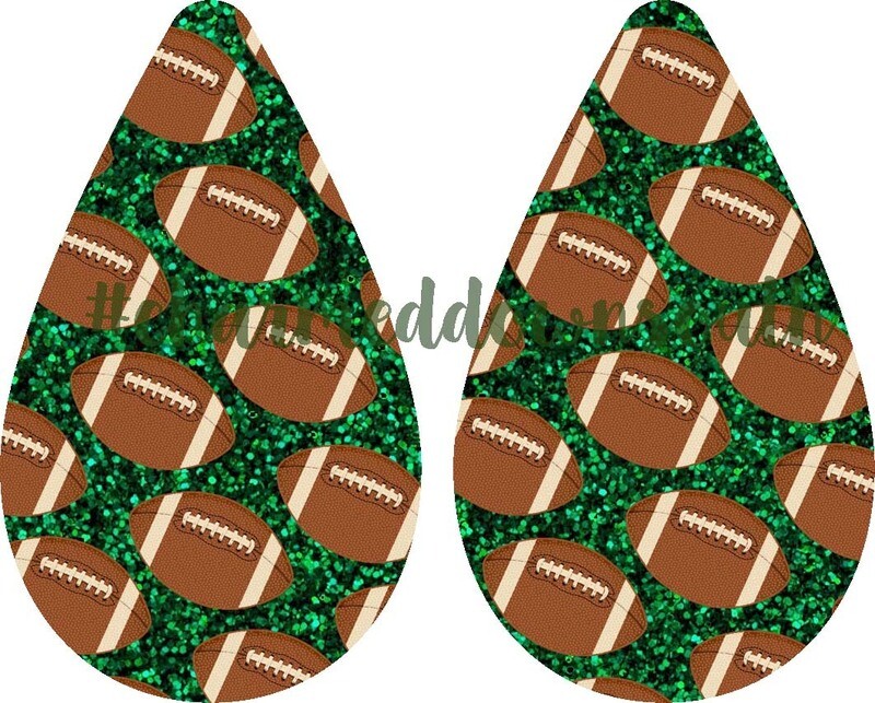 Teardrop Earring Glitter Football Design
