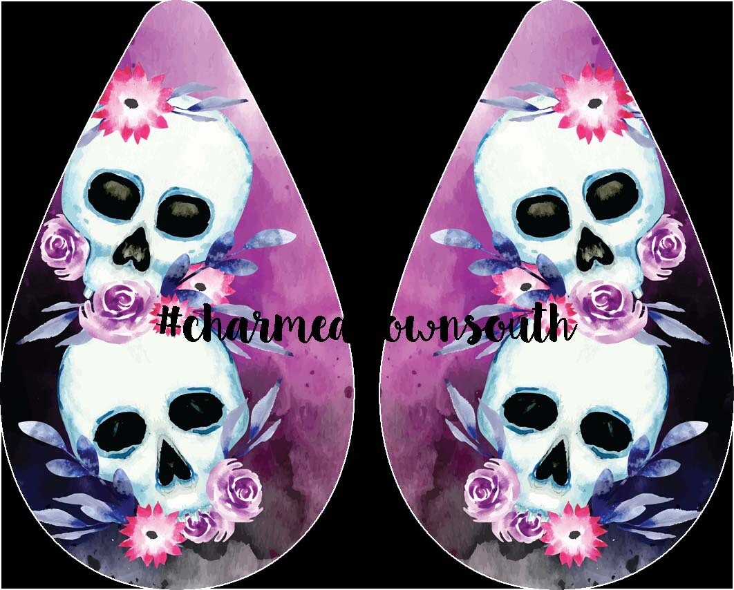Teardrop Earring Day of the Dead Design