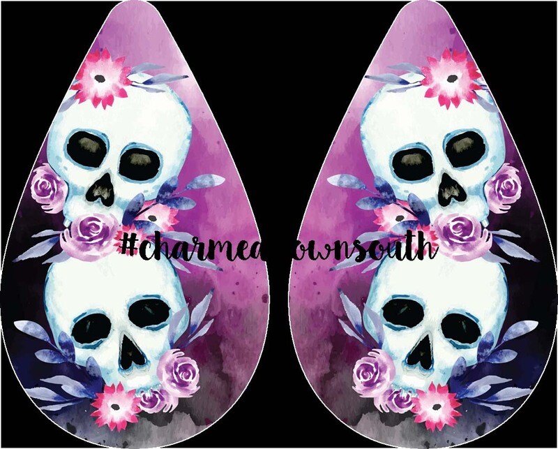 Teardrop Earring Day of the Dead Design
