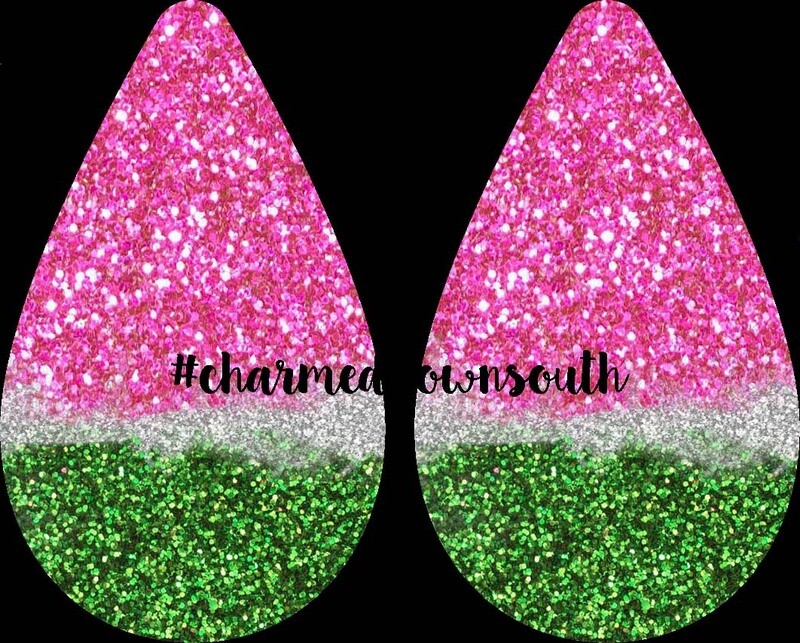 Teardrop Earring Watermelon Glitter Design