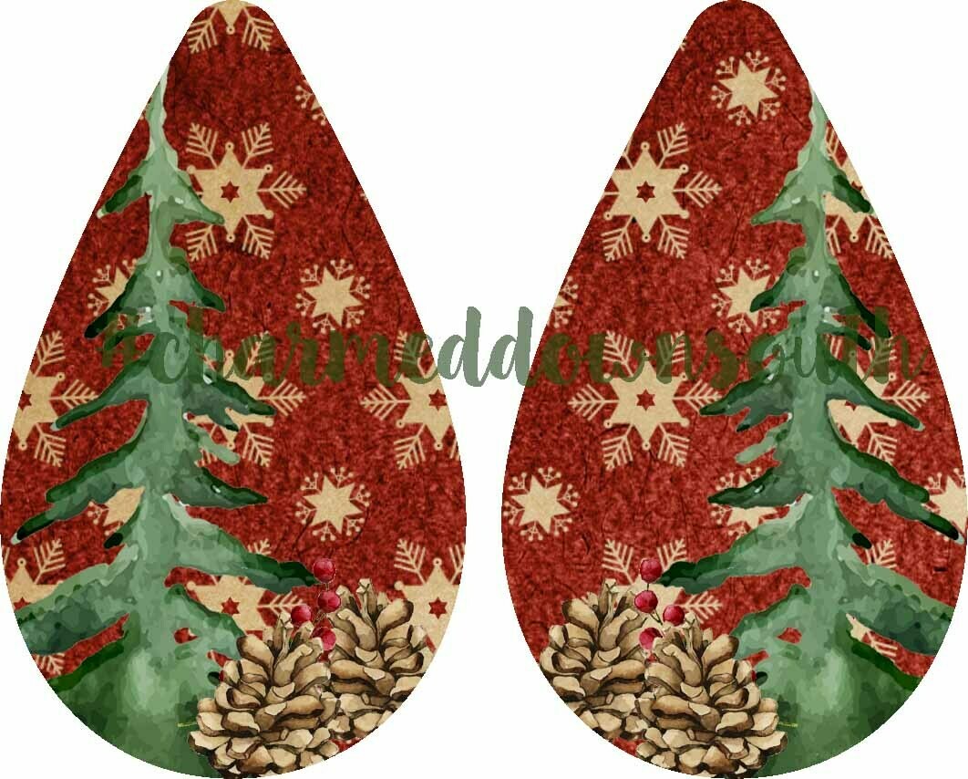 Teardrop Earring Christmas Tree Design