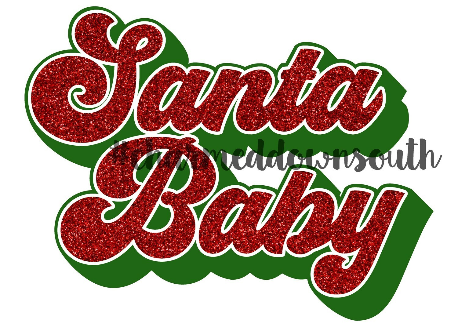 Retro Glitter Santa Baby Digital Design
