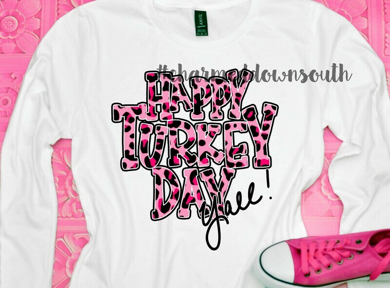 Happy Turkey Day Pink Leopard Digital Design