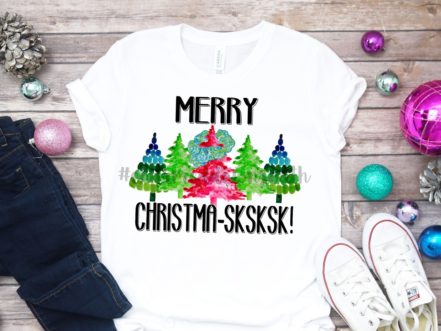 Merry Christmasksksk Trees Digital Design