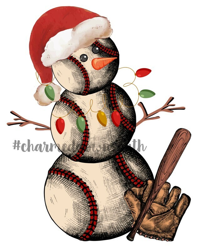 Baseball Snowman Digital Design