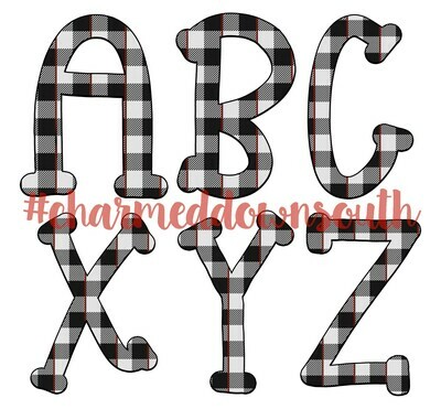 Up Up Buffalo Plaid with Red Numbers Digital Designs