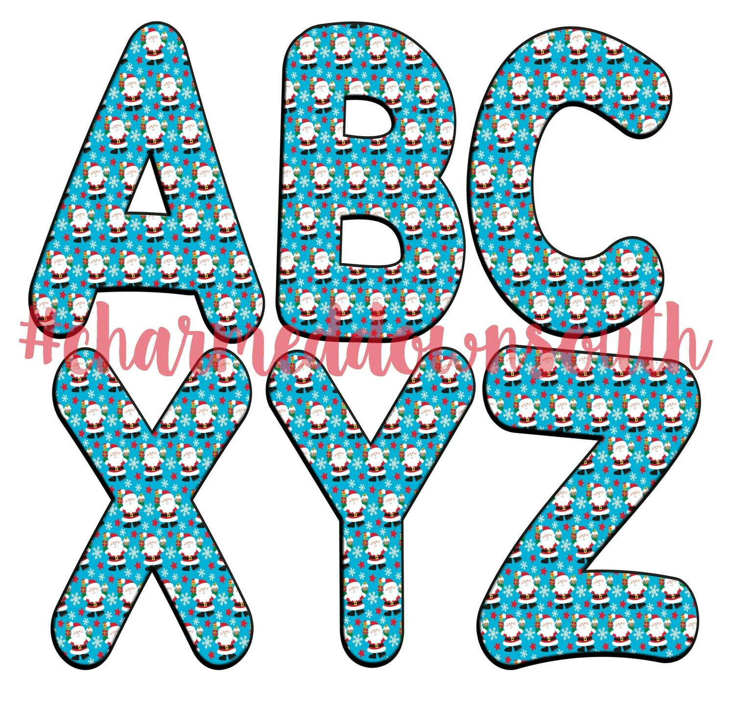 Bubble Font Santa Blue Digital Design