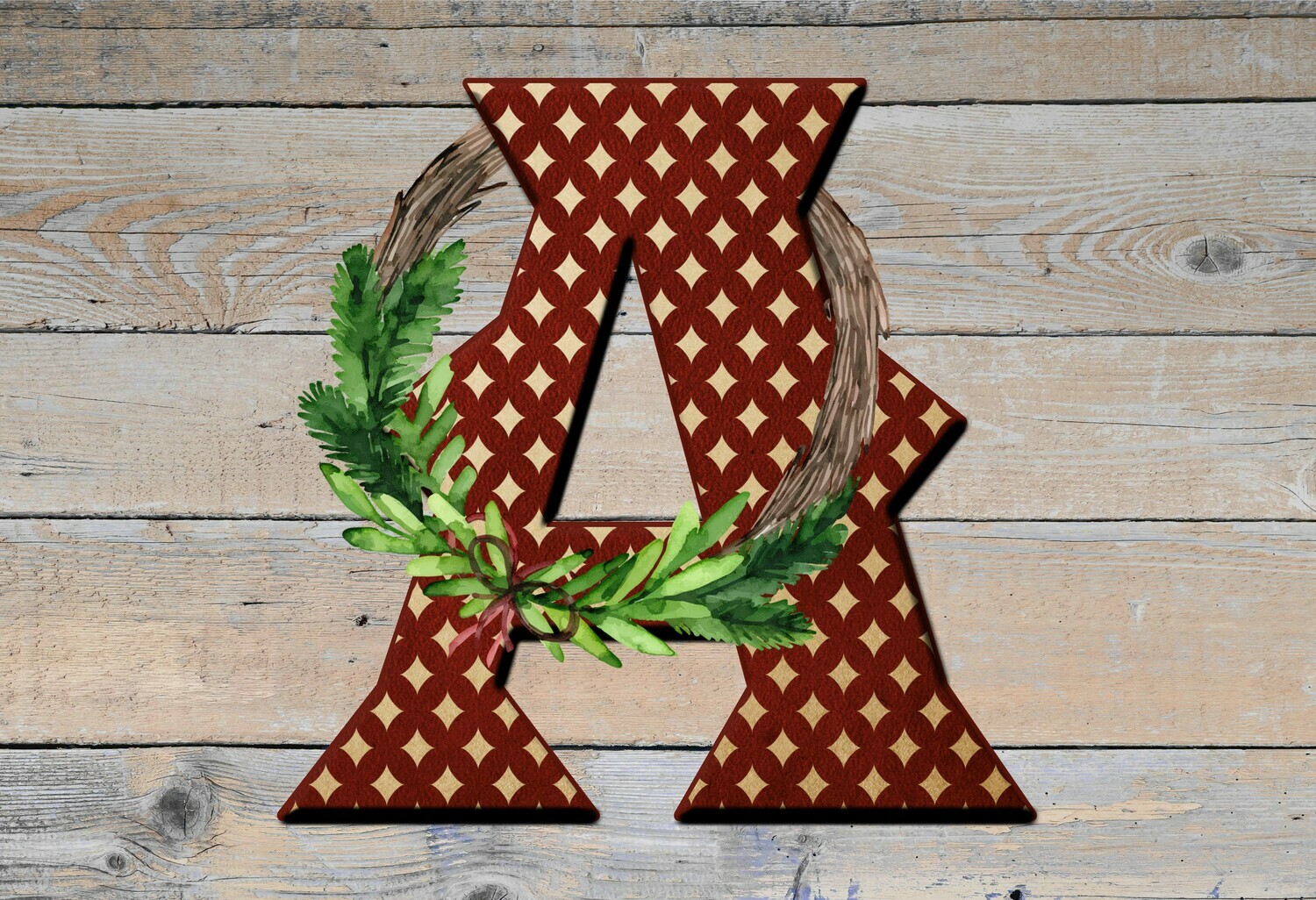 Vintage Wreath Wrapped Shiplap Alpha Digital Files