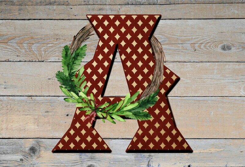 Vintage Wreath Wrapped Shiplap Alpha Digital Files