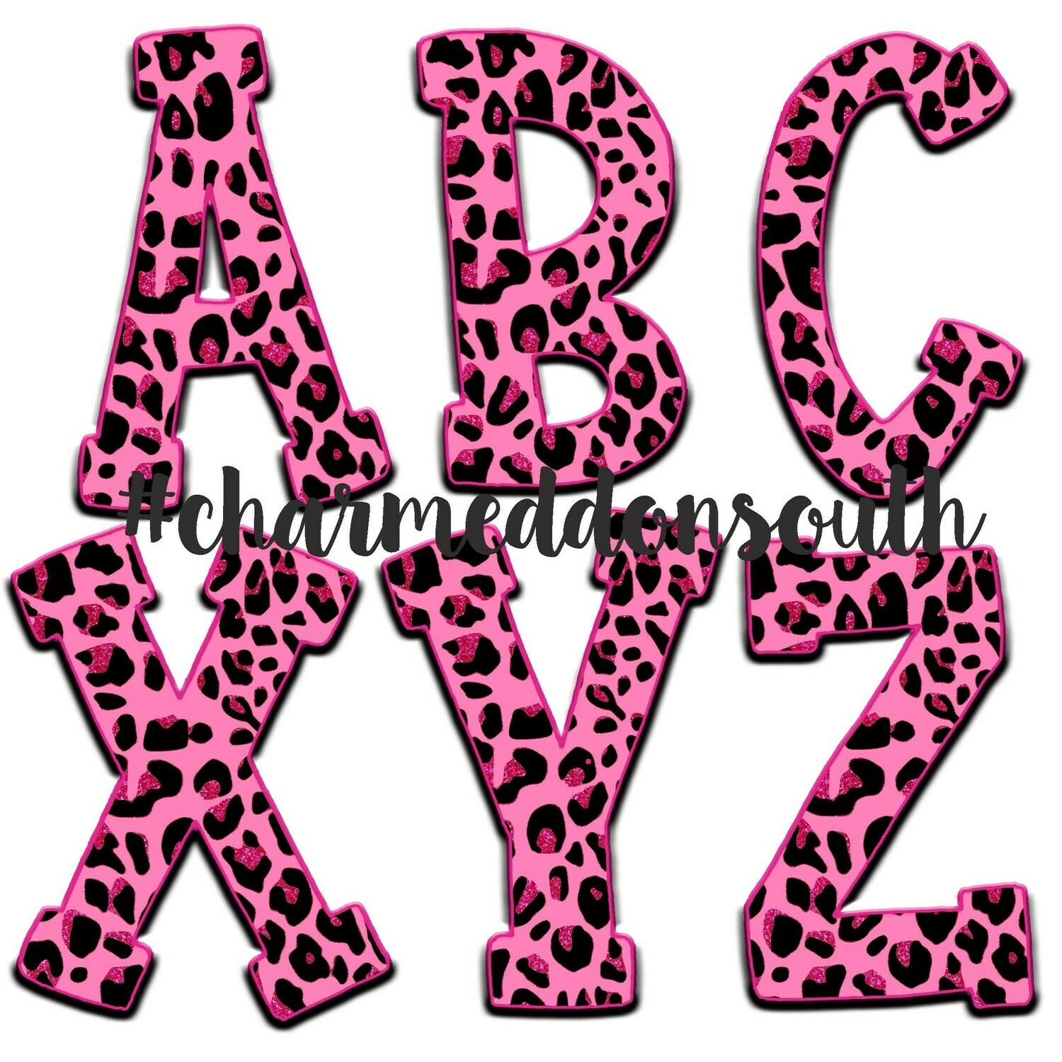 Pink Cheetah Glitter Hand drawn block font