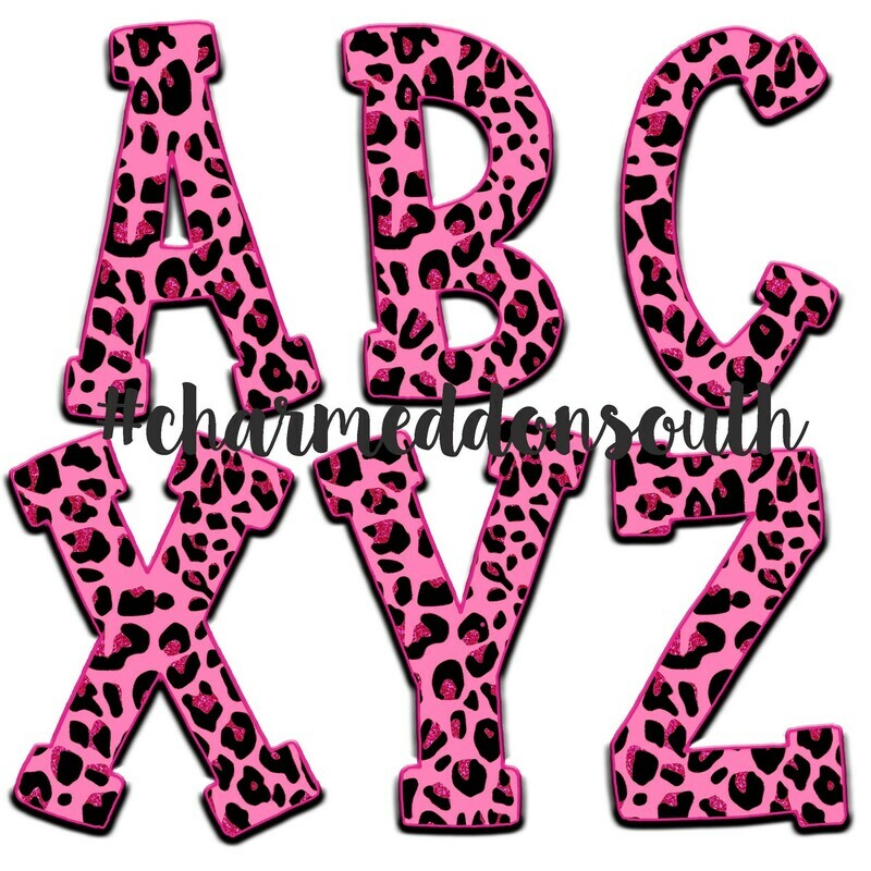 Pink Cheetah Glitter Hand drawn block font