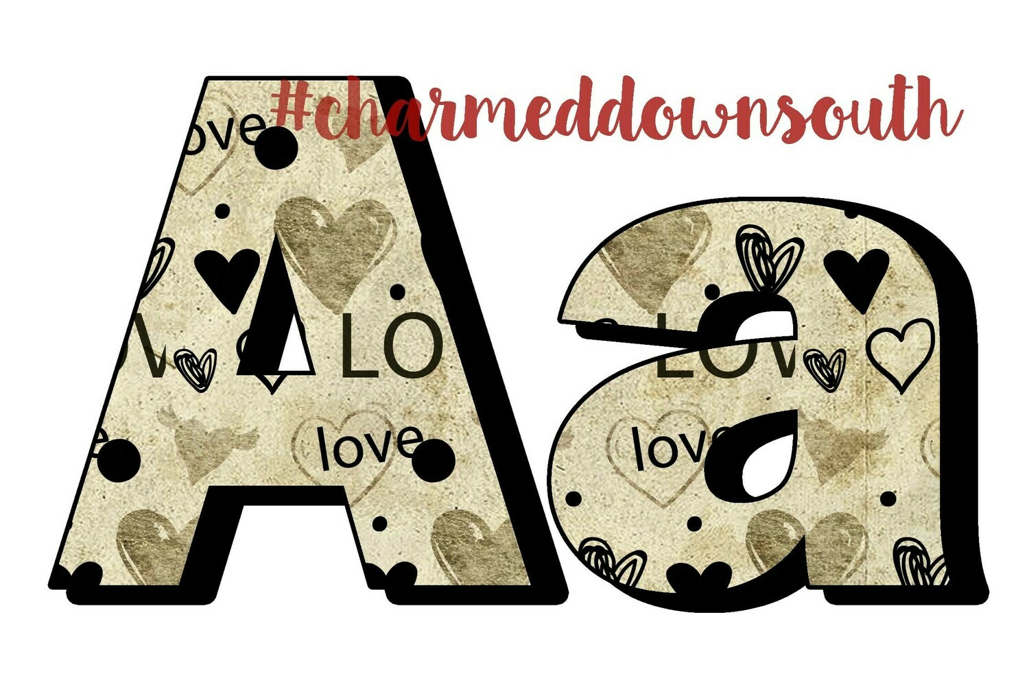 Black and Gold Valentine Block Offset Font